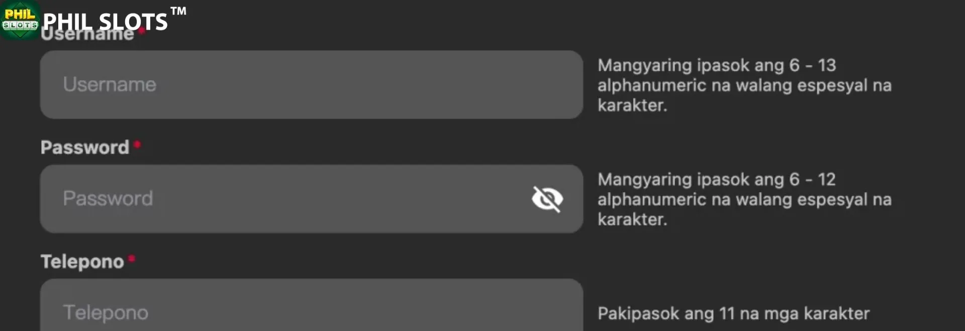 Step-by-step instructions for account creation
